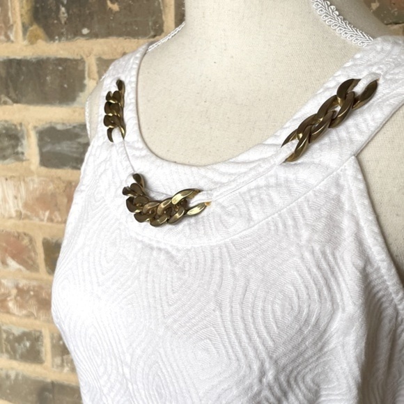 Bethany Bright White with Gold Details Halter Dress Size 12 - Picture 3 of 9